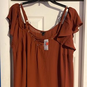 Copper Brown Off Shoulder Blouse